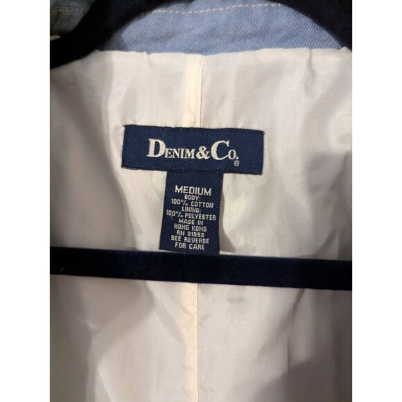 Denim & Company Women Size Medium Long Light Wash Denim Cotton Coat - Picture 10 of 10